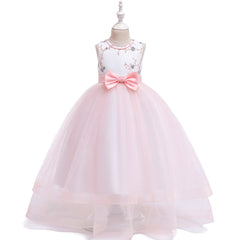 Children's Dress Birthday Girl Embroidered Net Yarn Long Skirt