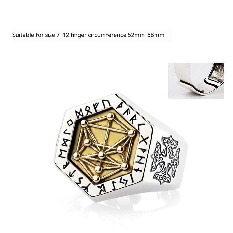 S925 Silver Nordic Viking Lucky Tree Ring For Men