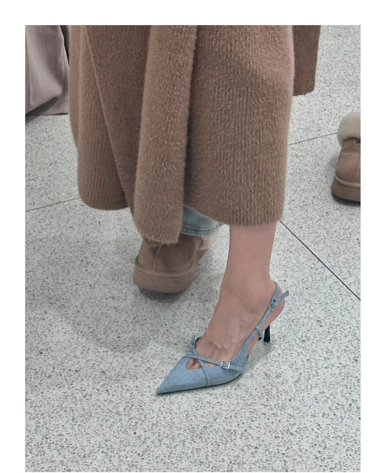 Pointed Stiletto Heel Denim High Heels Summer Niche Temperament Buckle