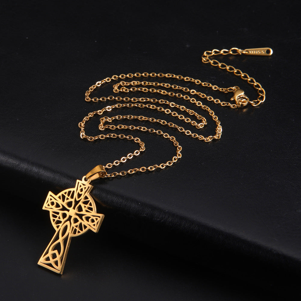 Middle Ring Cross Pendant Necklace For Men