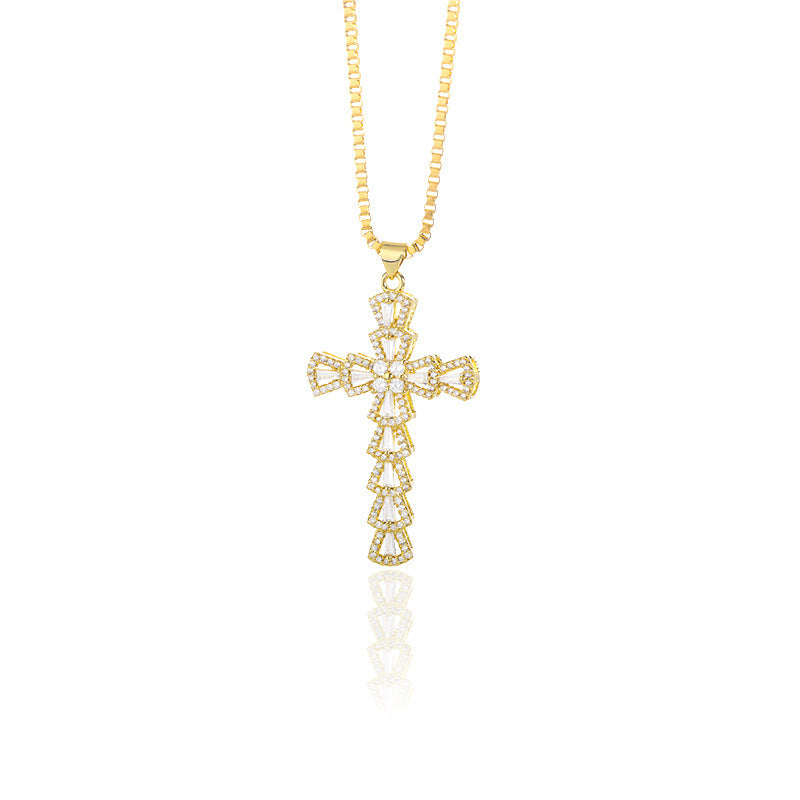 Zircon Cross Necklace For Men And Women