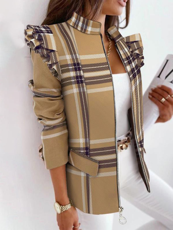 Autumn Winter Long Sleeve Printed Suit Coat