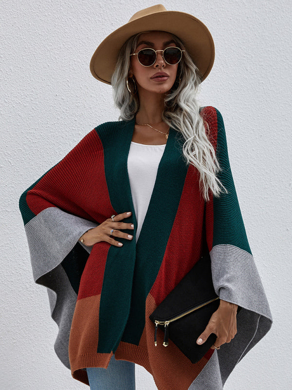 Women'S Plaid Oversized Loose Knit Cardigan