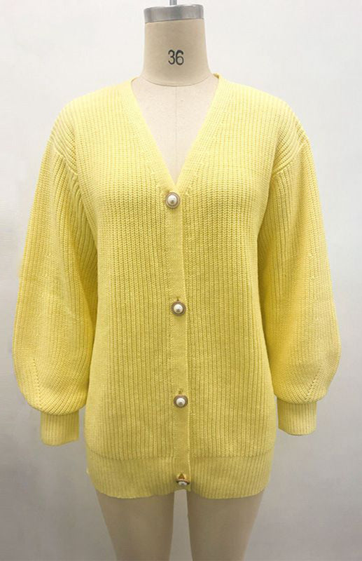 Candy Color Casual Loose Knit Button Cardigan