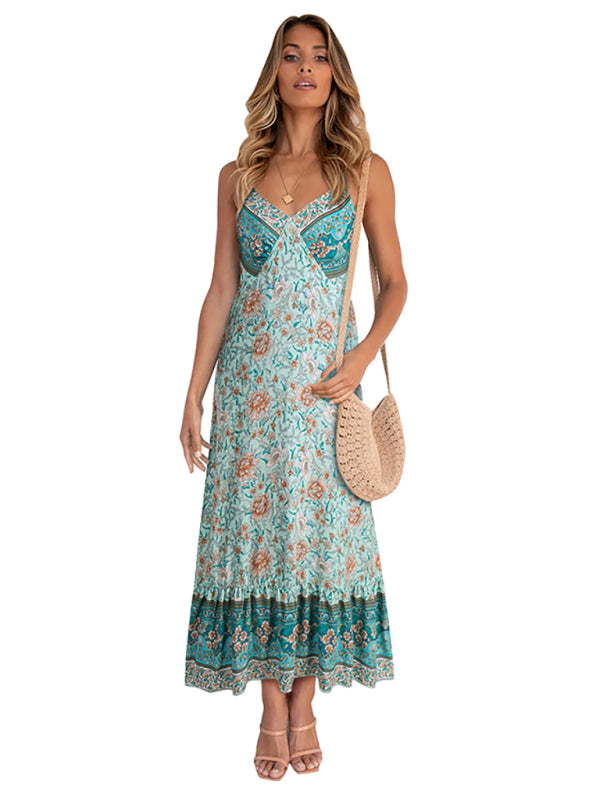 Women's Bohemian suspender Floral Dress