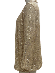 Women's sequined long-sleeved mid-length lapel blazer