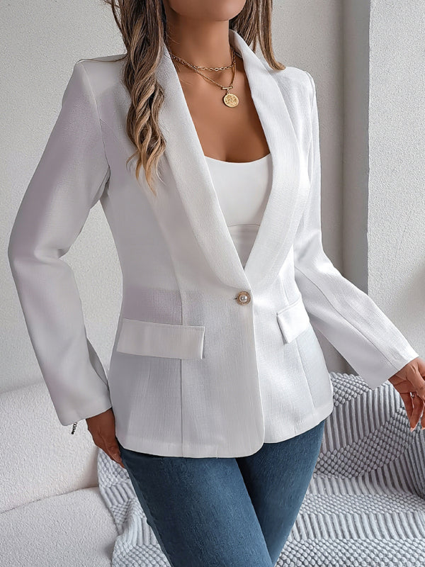 Feminine solid color long-sleeved one-button blazer