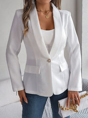 Feminine solid color long-sleeved one-button blazer