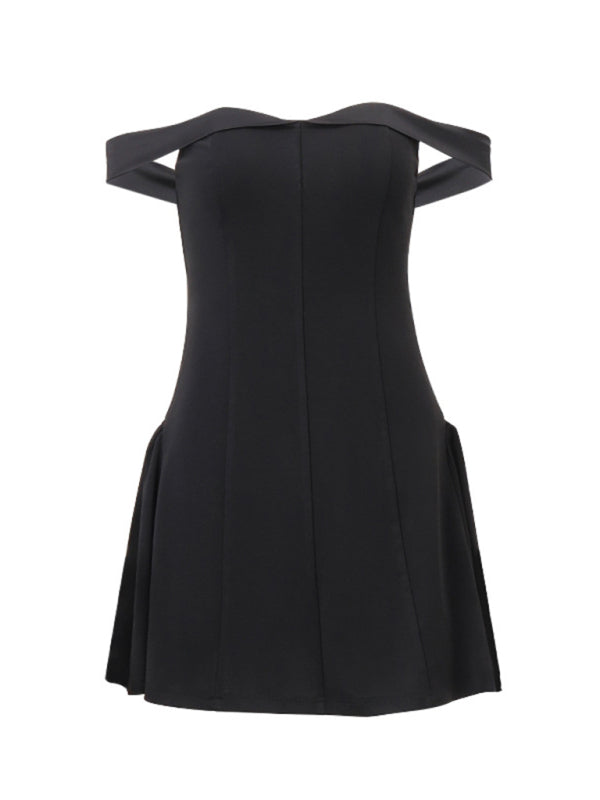 Women's sexy one-shoulder zipper dress