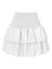 Women's Fashion Ruffled Floral Half-length Pleated Skirt