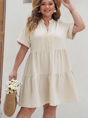 Plus size women's loose elegant v-neck dress