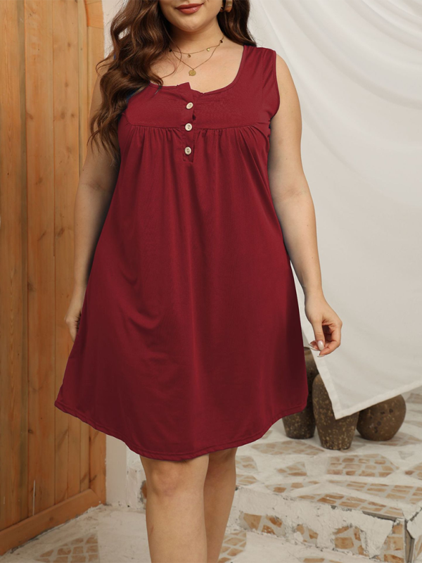 Large Size Loose Casual Buttoned Vest Sleeveless Dress